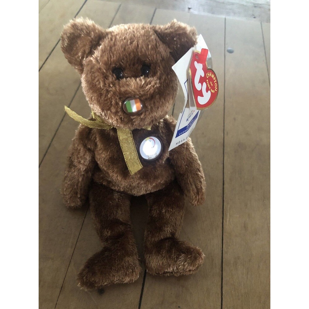 Ty CHAMPION Beanie Baby 2002 FIFA World Cup Bear IRELAND Flag on Nose